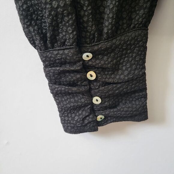 ASTR Women's Magdalene Ruched Front Long Puff Sleeve Blouse Top Size XS - Picture 9 of 10